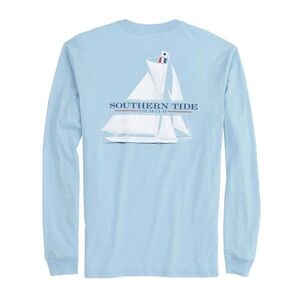 Southern Tide Five Sails Up Light Blue Graphic Tshirt Size Medium NWOT